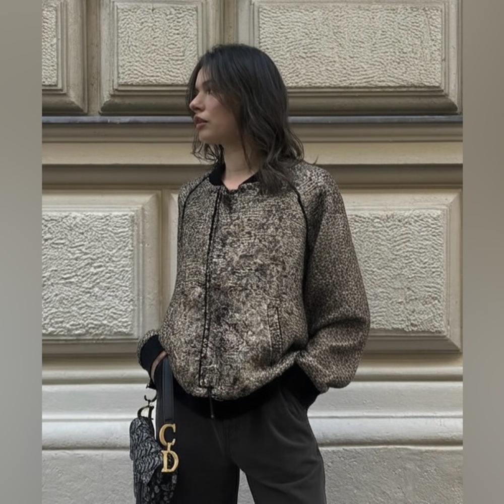 Alice McCall black and gold tweed bomber jacket